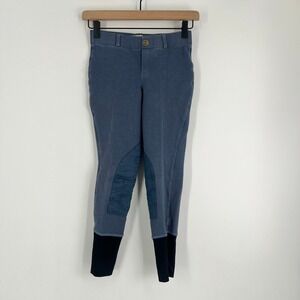 TuffRider Girls Denim Lowrise Pull On Starter Breeches Blue Size 12 100567-479